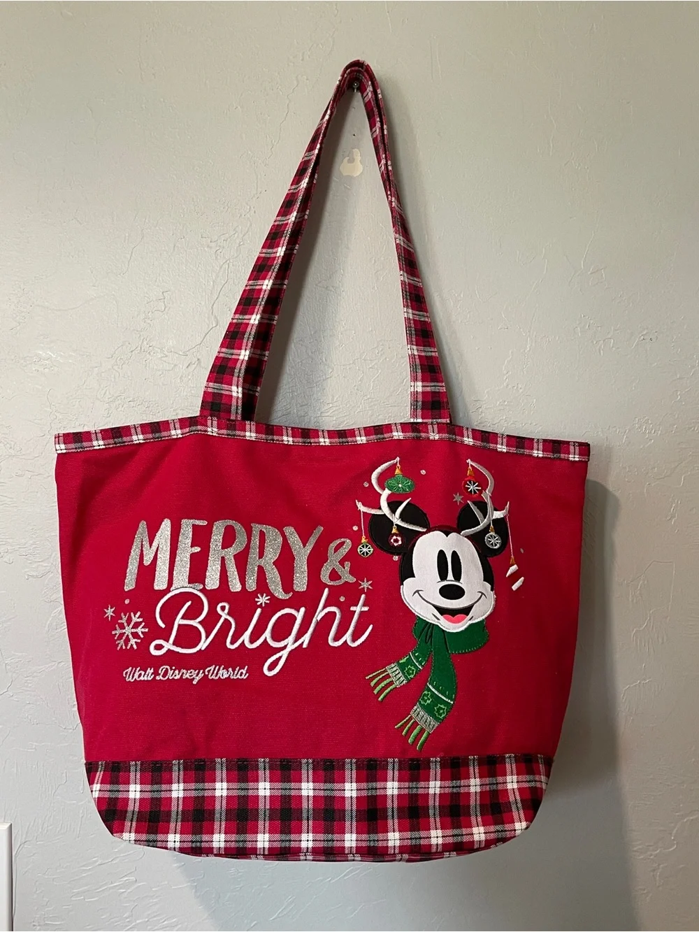 Disney Parks “Merry & Bright” Canvas Holiday Tote Bag